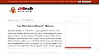 
                            2. Free Math Solver - ChiliMath - Mathway Free Portal