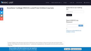 
                            7. Free Online Excelsior College Courses and MOOCs | MOOC List - Excelsior College Canvas Portal