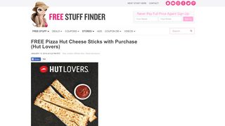 
                            8. FREE Pizza Hut Cheese Sticks with Purchase (Hut Lovers) - Hut Lovers Sign Up