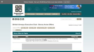 
Frequent Flyer Bonuses - Bonus Avios Offers  

