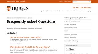 
                            4. Frequently Asked Questions | Hendrix College - Conway Corp Webmail Login