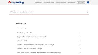 
                            7. Frequently Asked Questions | KeepCalling.com - Star Pinless Sign Up
