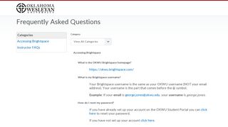 
                            5. Frequently Asked Questions - Oklahoma Wesleyan University - Okwu Student Portal