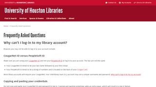 
                            7. Frequently Asked Questions | University of Houston Libraries - Cougarnet Portal Uh