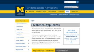 
                            4. Freshmen Applicants - Undergraduate Admissions - University ... - University Of Michigan Portal Admissions