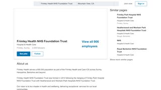 
                            5. Frimley Health NHS Foundation Trust | LinkedIn - Frimley Park Hospital Staff Portal