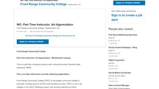 
                            10. Front Range Community College hiring WC- Part Time ... - D2l Frcc Portal