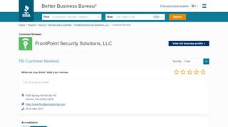 
                            6. FrontPoint Security Solutions, LLC | Reviews | Better Business ... - Frontpoint Security Customer Portal
