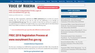 
                            2. FRSC 2018/2019 Registration Portal, Login at www.recruitment.frsc ... - Frsc Recruitment Portal Login