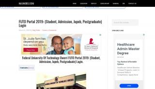 
                            4. FUTO Portal 2019: (Student, Admission, Jupeb, Postgraduate) Login - Futo Portal