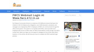 
                            5. FWCS Webmail Login at www.fwcs.k12.in.us | Login Assistants - Fwcs Email Portal