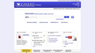 
                            8. GALILEO Scholar - Galileo.usg.edu - University System of ... - Galileo Uga Portal