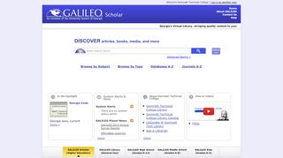 GALILEO Scholar - Galileo.usg.edu - University System of ... - Gwinnett Tech User Portal