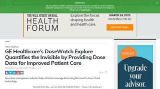 
                            5. GE Healthcare's DoseWatch Explore Quantifies the Invisible ... - Ge Dosewatch Login