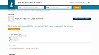 
                            4. GEICO Federal Credit Union | Complaints | Better Business ... - Geico Federal Credit Union Portal