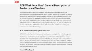 
                            5. General Description of Products and Services | ADP Major Accounts 50 - Adp Payexpert Portal