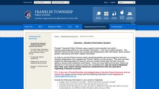 
                            2. Genesis for Parents / Overview of Genesis - Student ... - Genesis Parent Access Portal Franklin Township