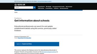 
                            4. Get information about schools - GOV.UK - Edubase Portal