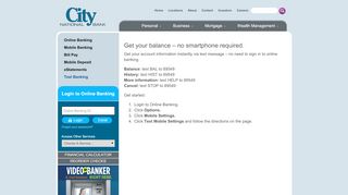 
                            5. Get your balance – no smartphone required. - City National ... - City National Online Banking Portal