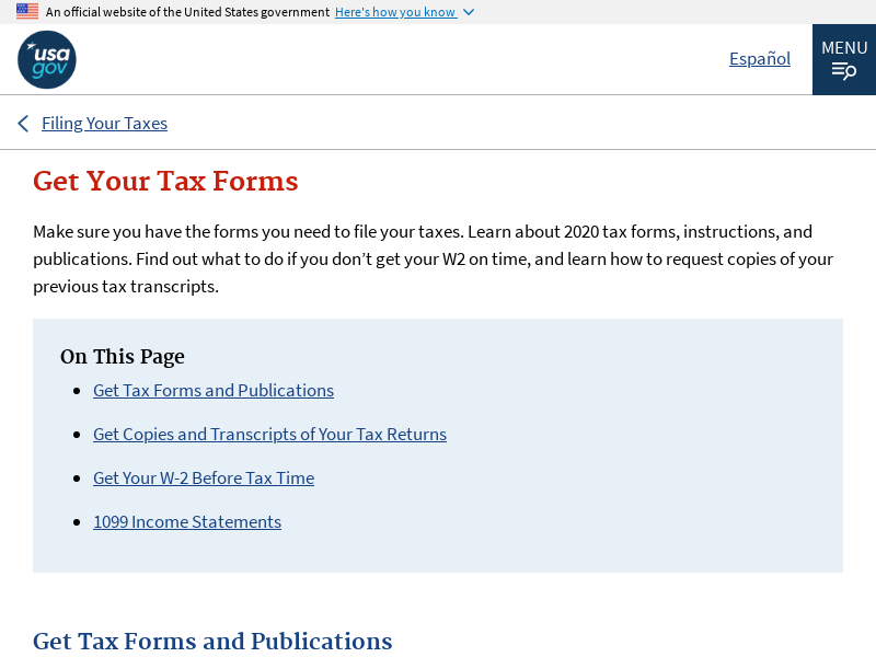 
                            3. Get Your Tax Forms | USAGov
