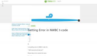 
                            5. Getting Error in NWBC t-code - Toolbox - 500 Connection Timed Out Error In Sap Portal
