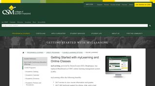 
                            1. Getting Started with myLearning - College of Southern Maryland - Csmd Blackboard Portal