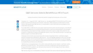 
                            2. G&K Services Selects Benefitfocus HR InTouch | Benefitfocus - G&k Services Employee Portal