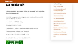 
                            3. Glo Mobile Wifi: All You Should Know — Awajis - Glo Mobile Wifi Login