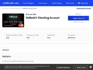 GoBank® Checking Account - Apply Online - CreditCards.com