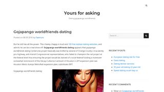 
                            8. Gojapango worldfriends dating - Gojapango Portal