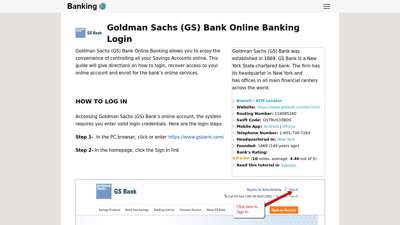 Goldman Sachs (GS) Bank Online Banking Login - BankingHelp.US