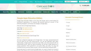 
                            7. Google Apps | Information Technology Division | Chicago ... - Chicago State University Portal