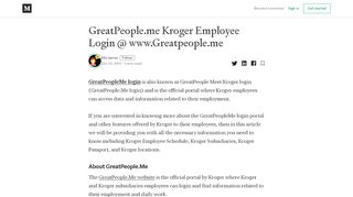
GreatPeople.me Kroger Employee Login @ www.Greatpeople ...

