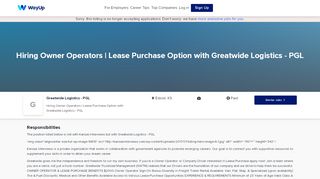 
                            8. Greatwide Logistics - PGL: Hiring Owner Operators | Lease ... - Greatwide Driver Portal