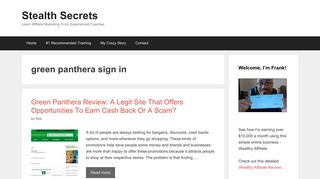 
                            8. green panthera sign in | | Stealth Secrets - Greenpanthera Portal