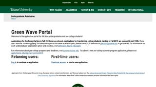 
                            2. Green Wave Portal - Tulane University - Tulane Application Portal