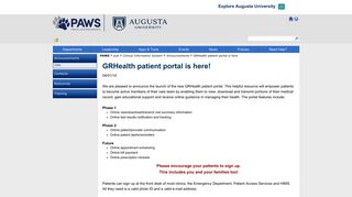 
                            4. GRHealth patient portal is here - PAWS - Februarya University - Gru Patient Portal Login