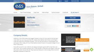 
                            3. Halfords Jobs For Students & Graduates - E4S - Halfords Careers Portal