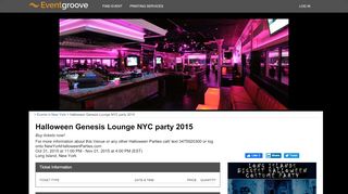 
Halloween Genesis Lounge NYC party 2015: Sat, Oct 31, 2015  
