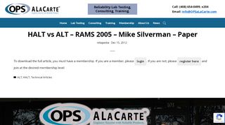 
                            8. HALT vs ALT – RAMS 2005 – Mike Silverman – Paper - Altrams Portal