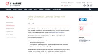 
                            2. Harris Corporation Launches Service Web Portal | Harris - Harris Web Portal