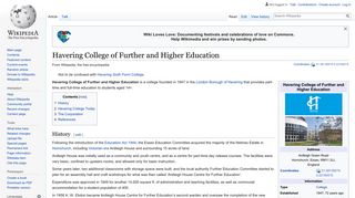 Havering College of Further and Higher Education - Wikipedia - Havering College Portal