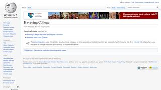 Havering College - Wikipedia - Havering College Portal