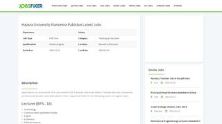 
                            5. Hazara University Mansehra Pakistan Latest Jobs - JobsFixer - Hazara University Online Job Portal
