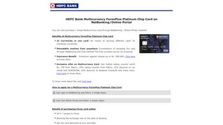 
                            7. HDFC Bank Multicurrency ForexPlus Platinum Chip Card - Hdfc Bank Forex Card Portal Page