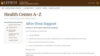 
                            2. Health Center AZ - Student Affairs - Lehigh University - Lehigh Patient Portal