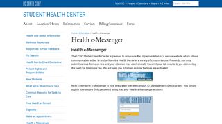 
                            1. Health e-Messenger - UCSC Student Health Center - UC Santa Cruz - Ucsc Health Portal