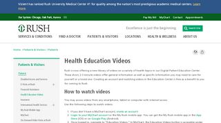 Health Education Videos | Rush University Medical Center - Rush University My Chart Portal