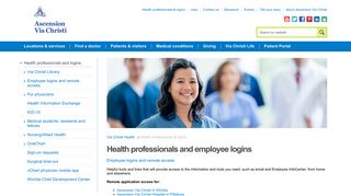 Health professionals and employee logins | Ascension Via Christi - Via Christi Employee Portal