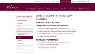 
                            4. Health Related Forms for New Students | University of the Sciences ... - Usciences Health Portal